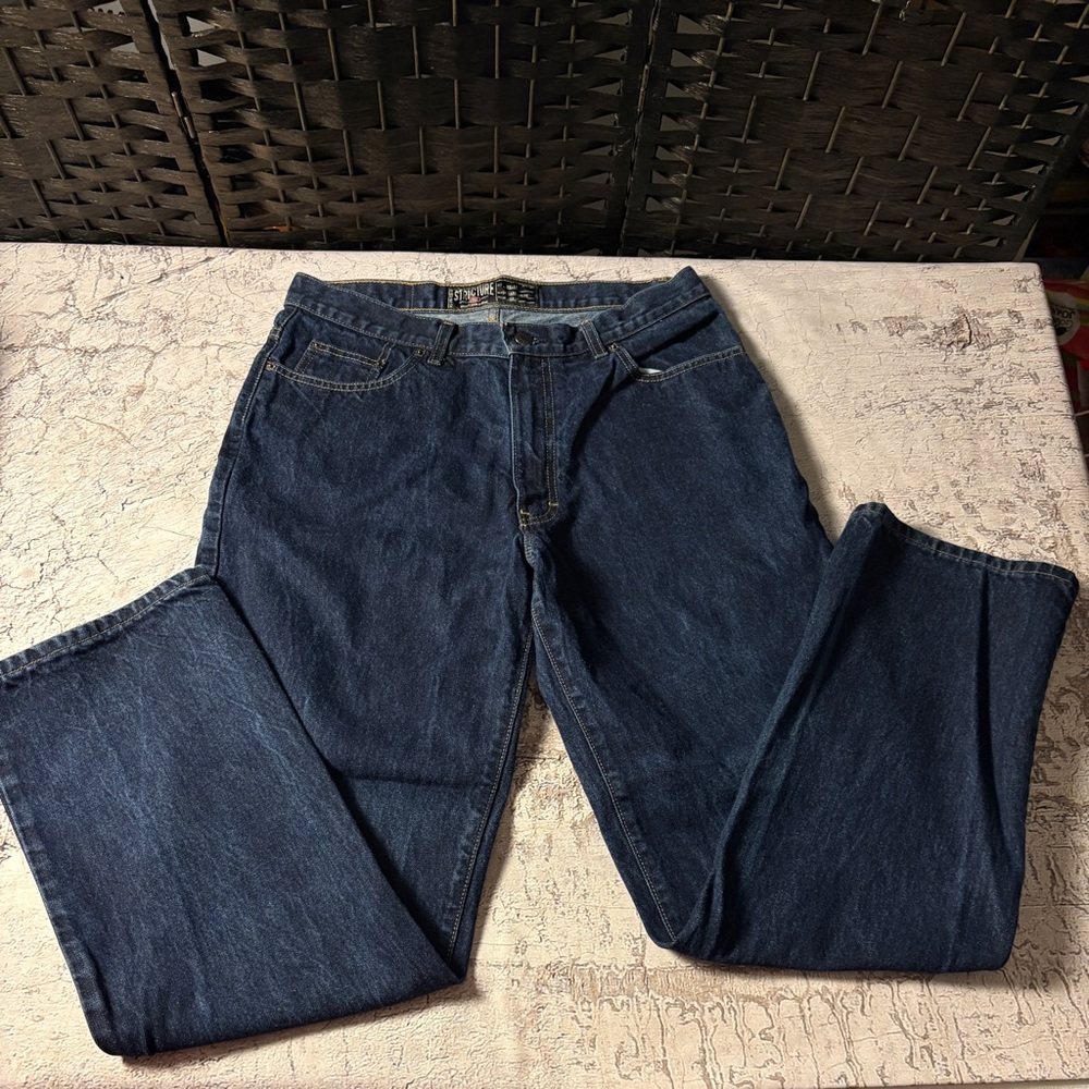 Structure Relax Fit Dark Wash Men's Jeans, 33 x 32